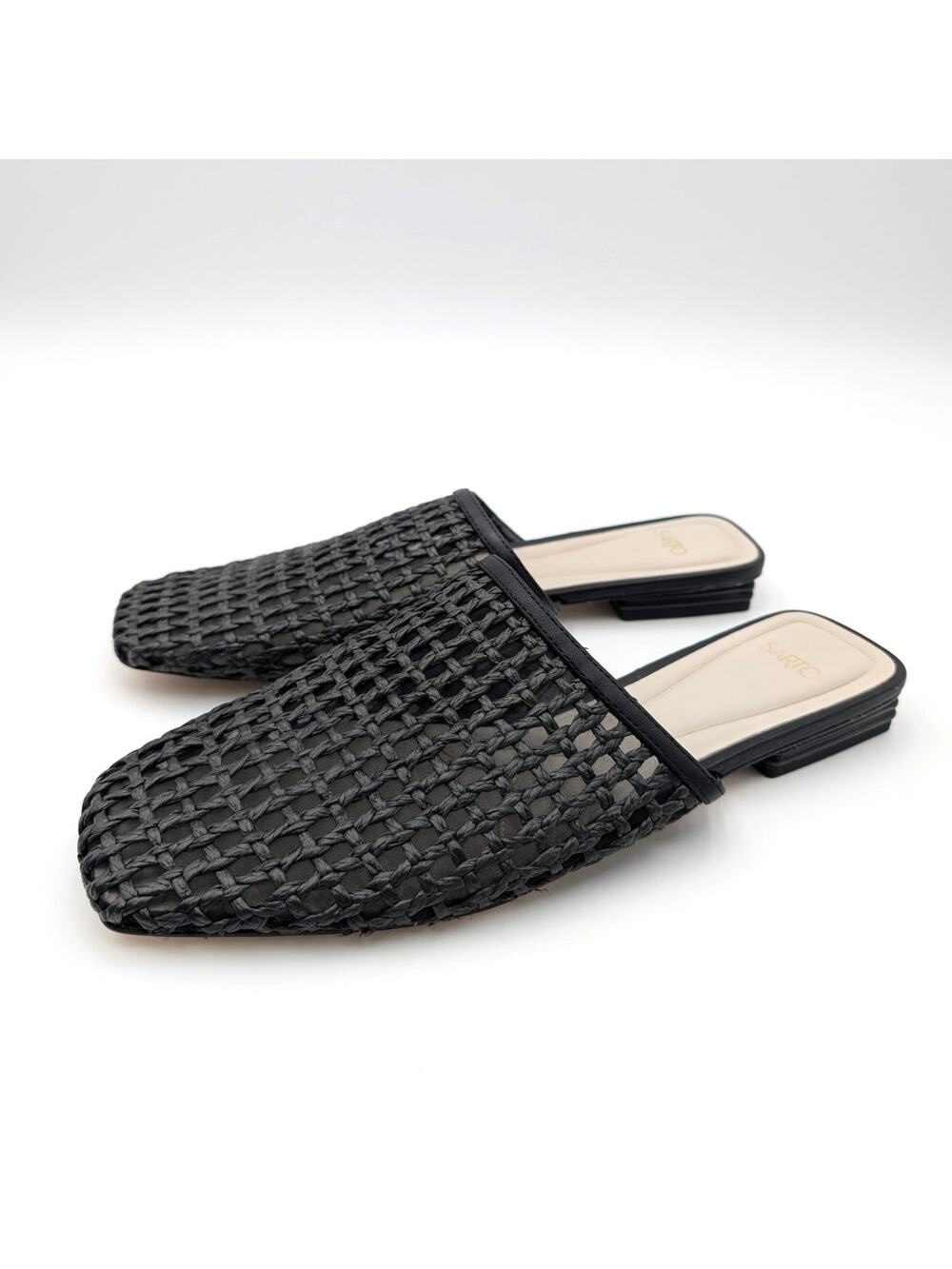 Franco Sarto Black Woven Mule Slides